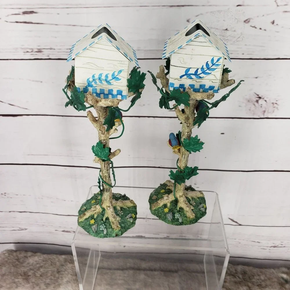 Vintage Russ 15068 BirdHouse‎ Candle Stick Holder Bird Floral Table Scape 9.5